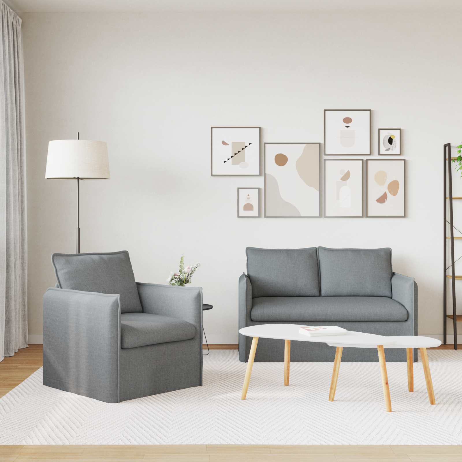 vidaXL Bank 120cm 2 pcs Lichtgrijs Metaal