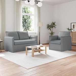 Set pohovek 2 pcs Světle šedá 136 x 82 x 85 cm textil - obrázek 1