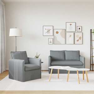 Set pohovek 2 pcs Světle šedá 136 x 82 x 85 cm textil - obrázek 3