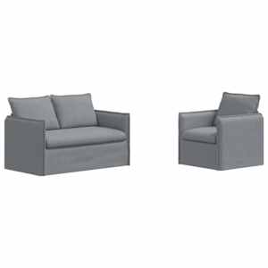 Set pohovek 2 pcs Světle šedá 136 x 82 x 85 cm textil - obrázek 2
