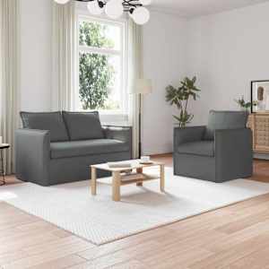 Set pohovek 2 pcs Tmavě šedá 196 x 82 x 85 cm textil - obrázek 1