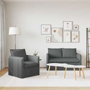 Set pohovek 2 pcs Tmavě šedá 196 x 82 x 85 cm textil - obrázek 3