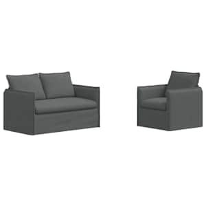 Set pohovek 2 pcs Tmavě šedá 196 x 82 x 85 cm textil - obrázek 2