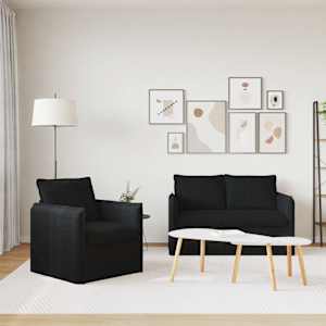 Set pohovek 2 pcs Černá 196 x 82 x 85 cm textil - obrázek 3
