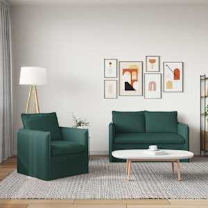 Set pohovek 2 pcs Tmavě zelená 196 x 82 x 85 cm textil - obrázek 3