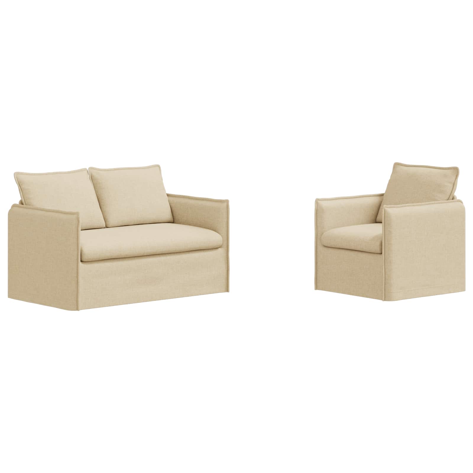 Thumbnail - vidaXL Sofa 120cm 2 pcs Creme Metall
