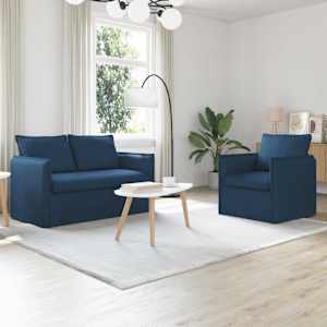 Set pohovek 2 pcs Modrá 196 x 82 x 85 cm textil - obrázek 1