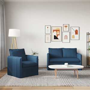 Set pohovek 2 pcs Modrá 196 x 82 x 85 cm textil - obrázek 3