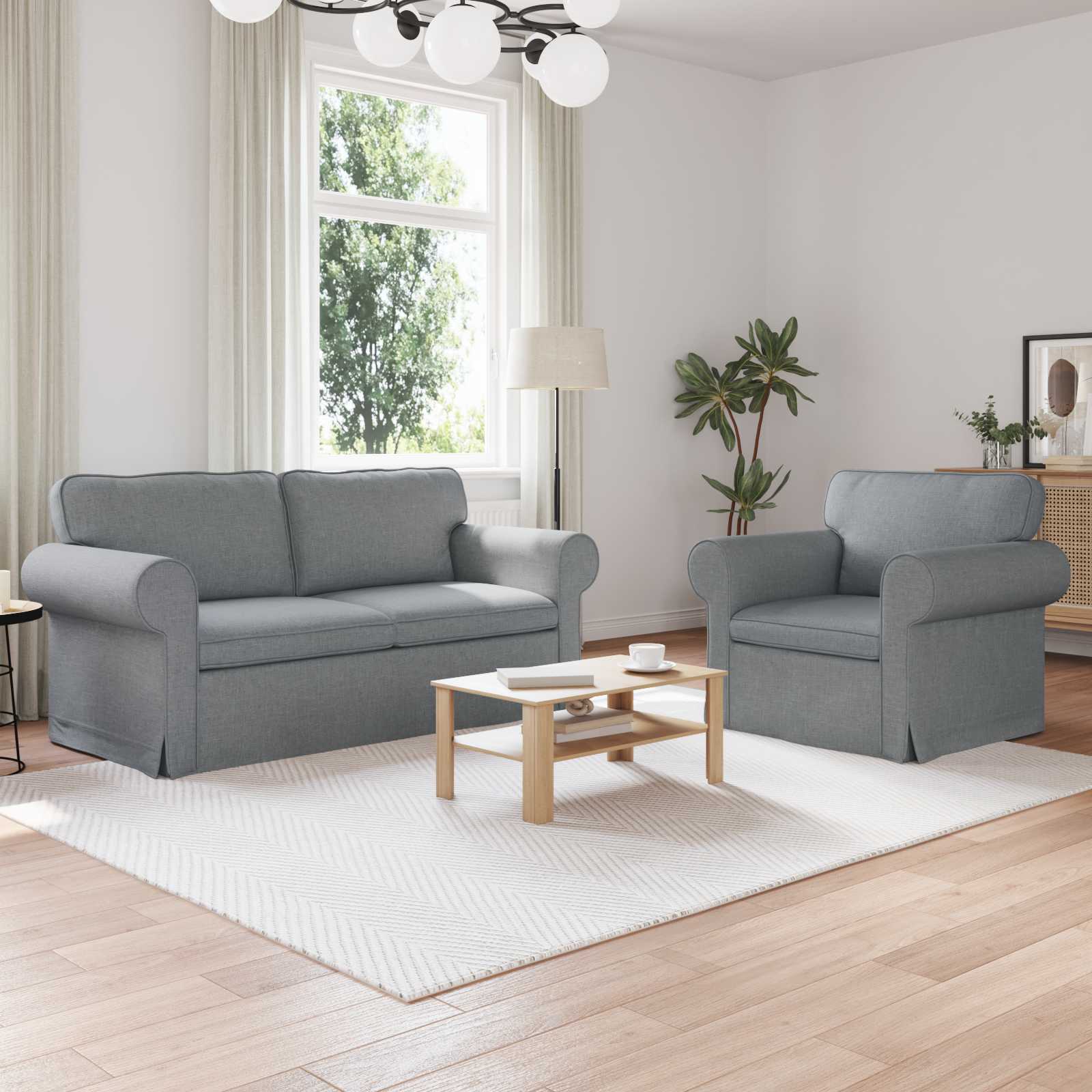 Kavč 2 pcs Svetlo siva