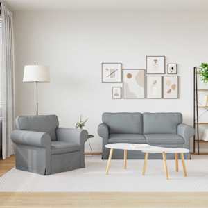 Set pohovek 2 pcs Světle šedá 175 x 82 x 80 cm textil - obrázek 3