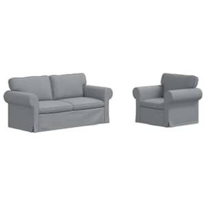 Set pohovek 2 pcs Světle šedá 175 x 82 x 80 cm textil - obrázek 2