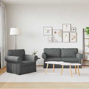 Set pohovek 2 pcs Tmavě šedá 175 x 82 x 80 cm textil - obrázek 3