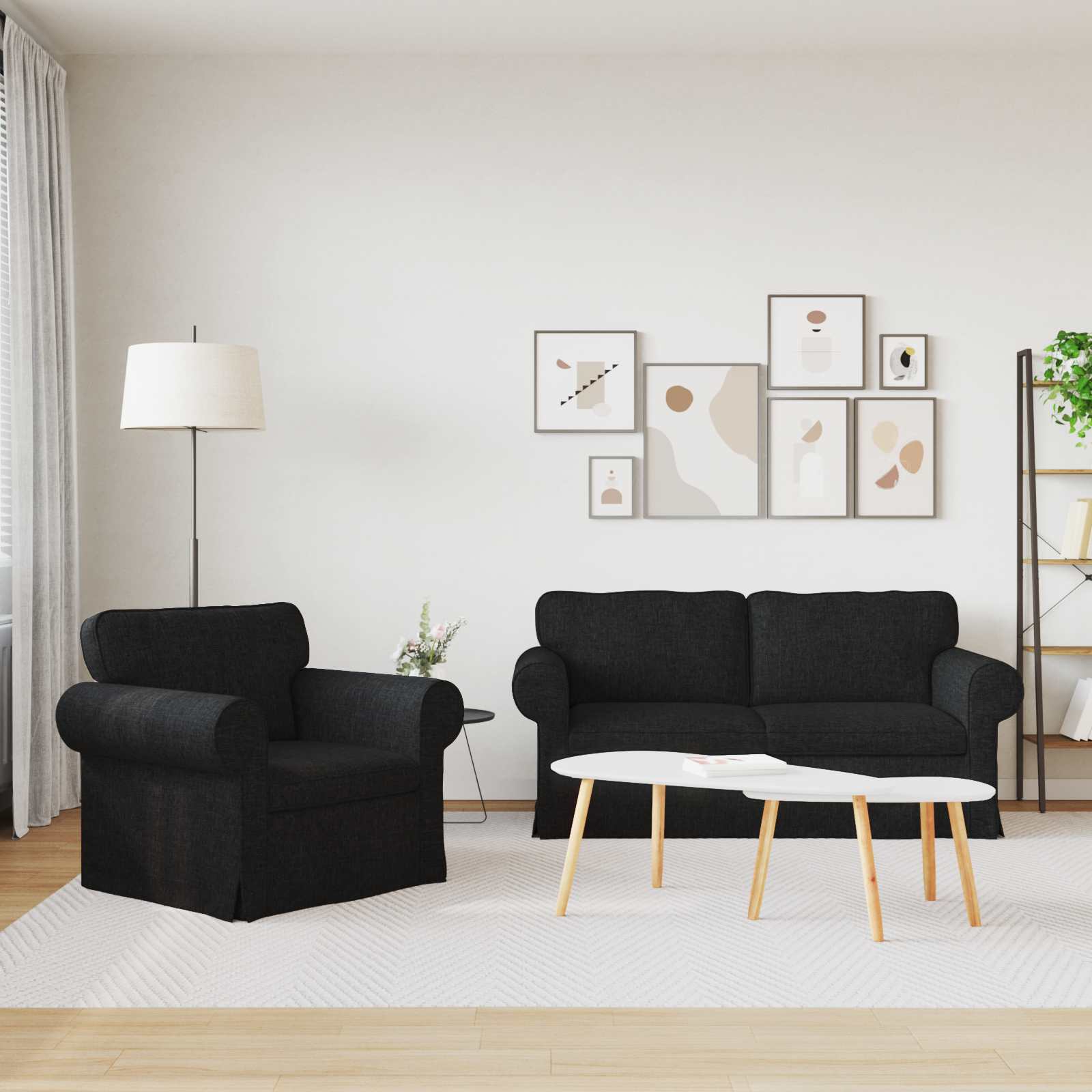 Thumbnail - vidaXL Sofa 140cm 2 pcs Schwarz Metall