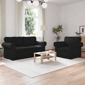 Kavčna garnitura 2 pcs Črna 175 x 82 x 80 cm blago