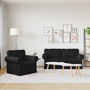 Set pohovek 2 pcs Černá 175 x 82 x 80 cm textil - obrázek 3