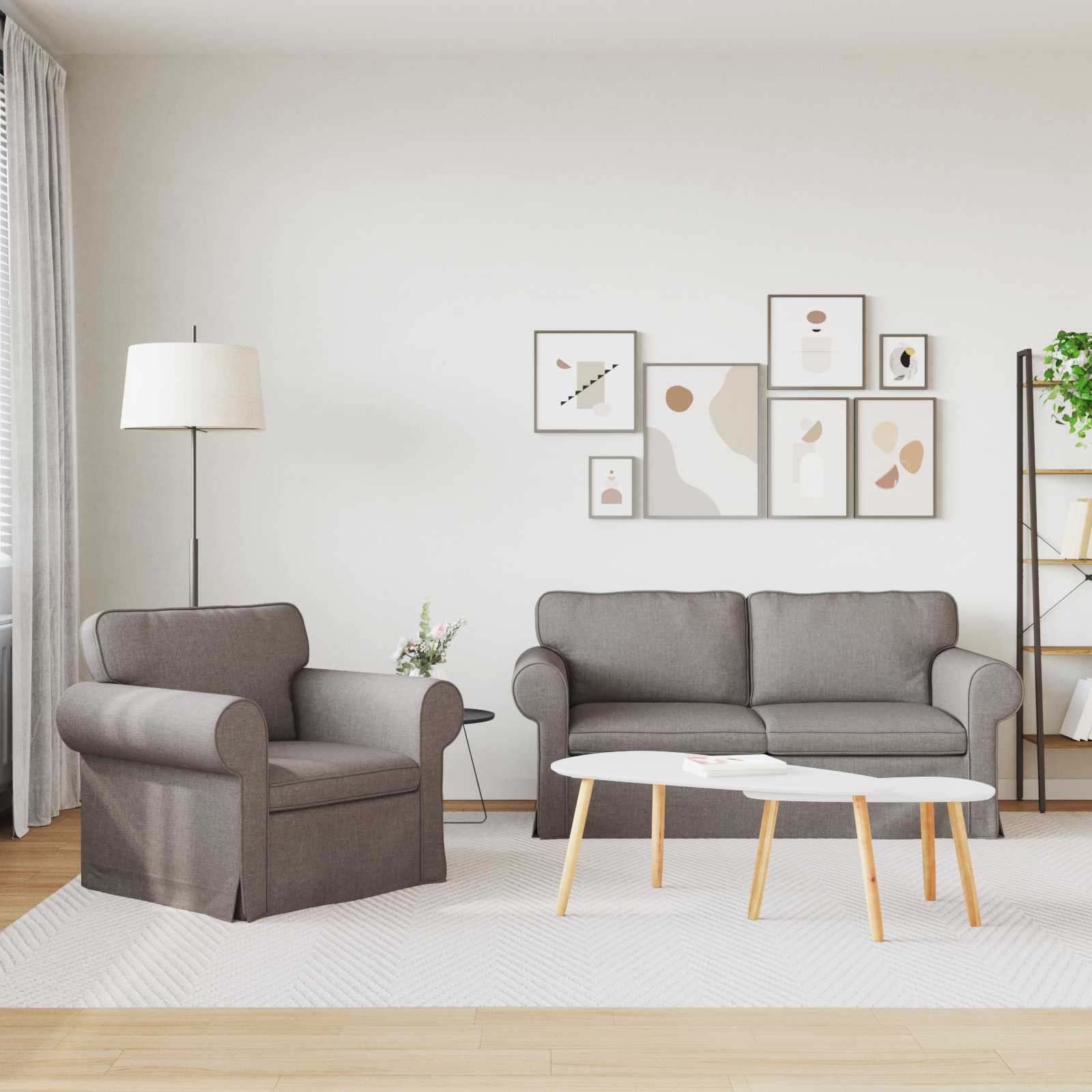 vidaXL Bank 2 pcs Taupe Metaal