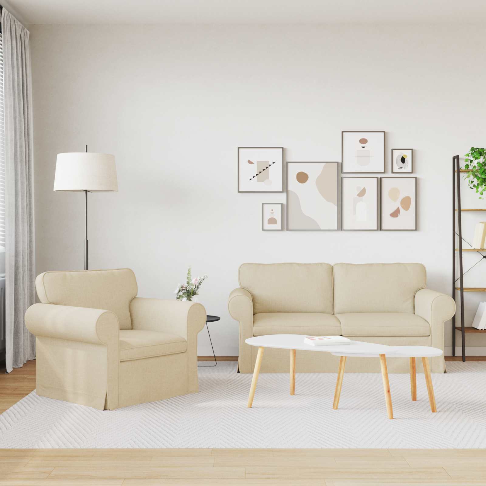 vidaXL Bank 2 pcs Cr&egrave;me Metaal