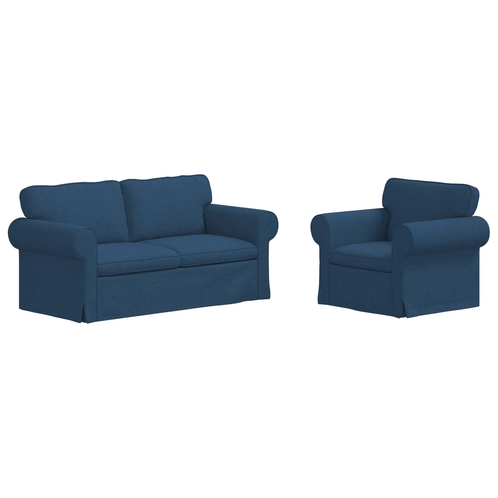 Thumbnail - vidaXL Sofa 140cm 2 pcs Blau Metall