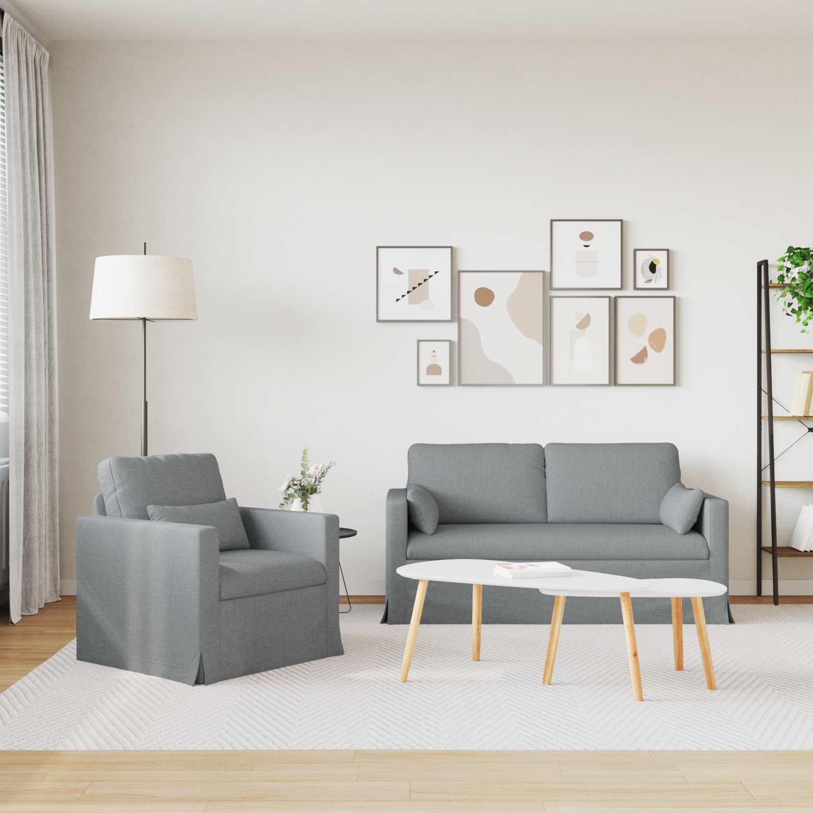 Kavč 2 pcs Svetlo siva - slika 3