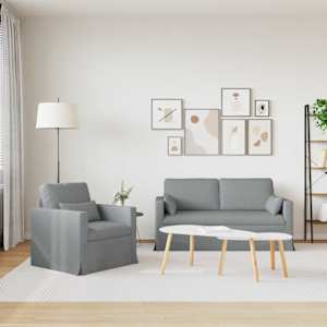 Set pohovek 2 pcs Světle šedá 158 x 78 x 80 cm textil - obrázek 3