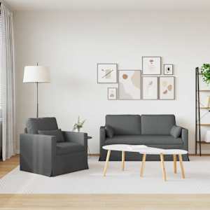 Set pohovek 2 pcs Tmavě šedá 158 x 78 x 80 cm textil - obrázek 3