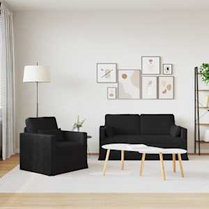 Set pohovek 2 pcs Černá 158 x 78 x 80 cm textil - obrázek 3