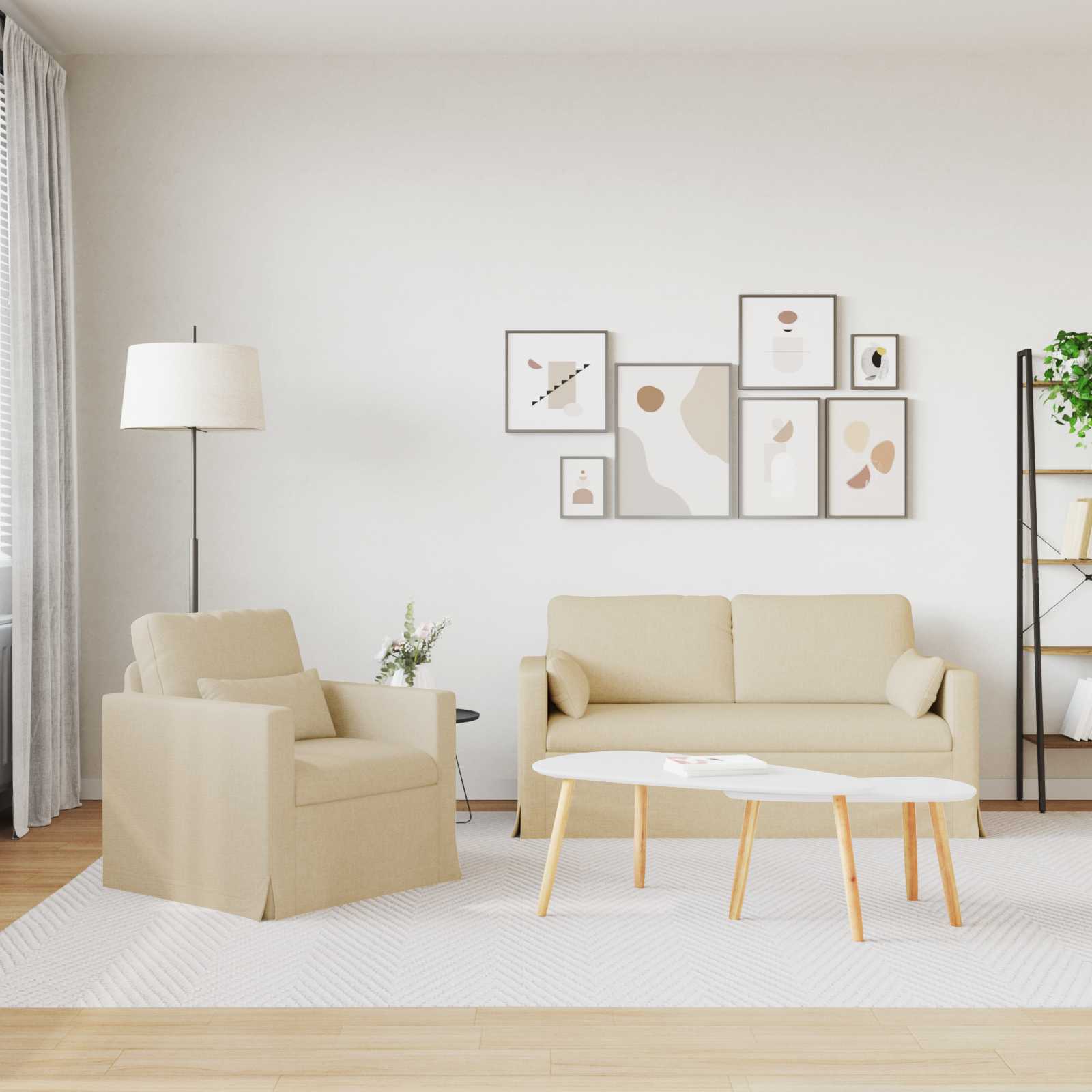 vidaXL Bank 2 pcs Cr&egrave;me Metaal