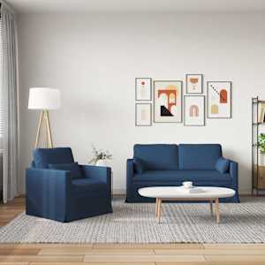 Set pohovek 2 pcs Modrá 158 x 78 x 80 cm textil - obrázek 3
