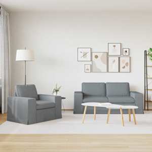 Set pohovek 2 pcs Světle šedá 182 x 80 x 82 cm textil - obrázek 3