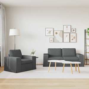 Set pohovek 2 pcs Tmavě šedá 182 x 80 x 82 cm textil - obrázek 3