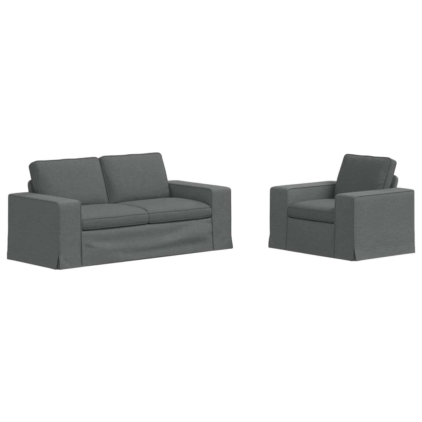 Thumbnail - vidaXL Sofa 140cm 2 pcs Dunkelgrau Metall
