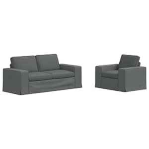 Set pohovek 2 pcs Tmavě šedá 182 x 80 x 82 cm textil - obrázek 2