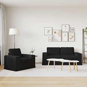 Set pohovek 2 pcs Černá 182 x 80 x 82 cm textil - obrázek 3