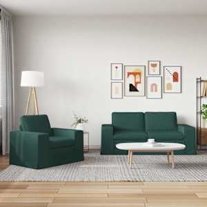 Set pohovek 2 pcs Tmavě zelená 182 x 80 x 82 cm textil - obrázek 3