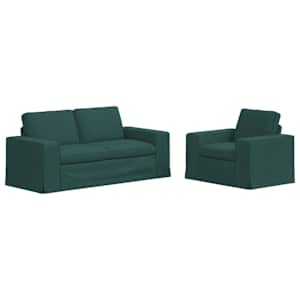 Set pohovek 2 pcs Tmavě zelená 182 x 80 x 82 cm textil - obrázek 2