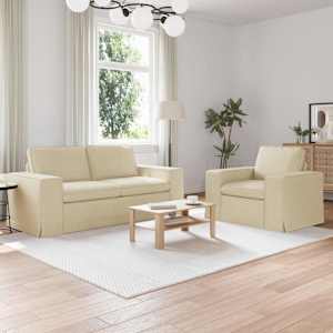 Set pohovek 2 pcs Krémová 182 x 80 x 82 cm textil - obrázek 1