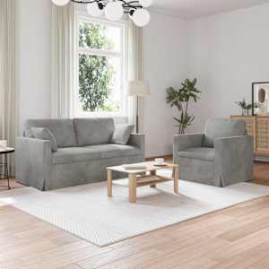 Kavčna garnitura 2 pcs Svetlo siva 158 x 78 x 80 cm Žamet