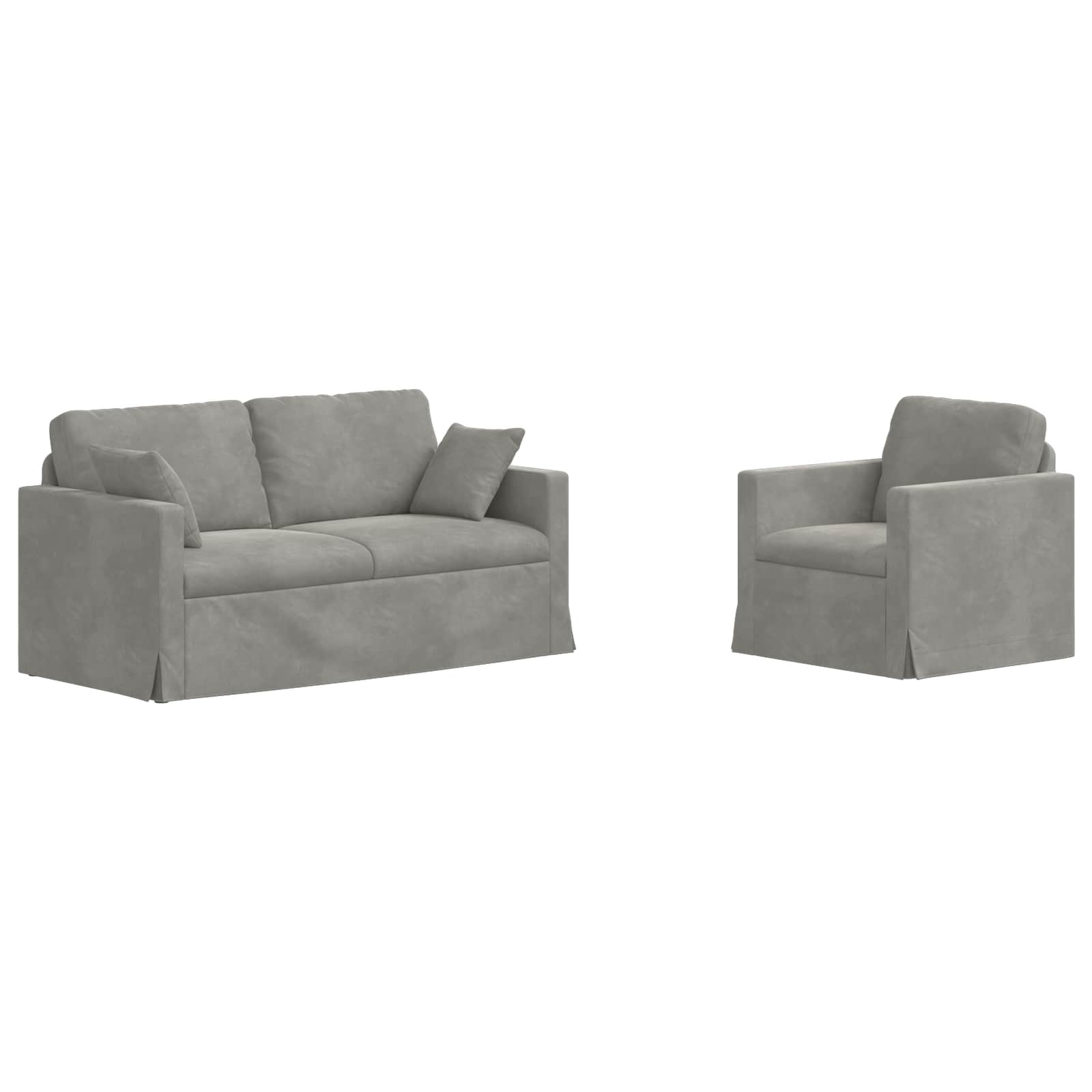 Thumbnail - vidaXL Sofa 2 pcs Hellgrau 158 x 78 x 80 cm Samt