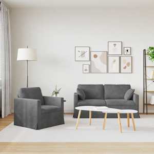 Set pohovek 2 pcs Tmavě šedá 158 x 78 x 80 cm samet - obrázek 3