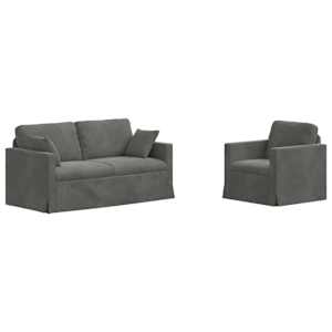 Set pohovek 2 pcs Tmavě šedá 158 x 78 x 80 cm samet - obrázek 2