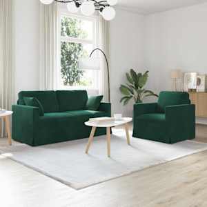 Set pohovek 2 pcs Tmavě zelená 158 x 78 x 80 cm samet - obrázek 1