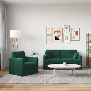 Set pohovek 2 pcs Tmavě zelená 158 x 78 x 80 cm samet - obrázek 3