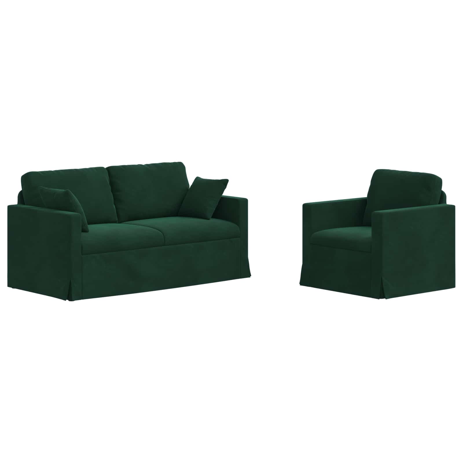 Thumbnail - vidaXL Sofa 2 pcs Dunkelgrün 158 x 78 x 80 cm Samt