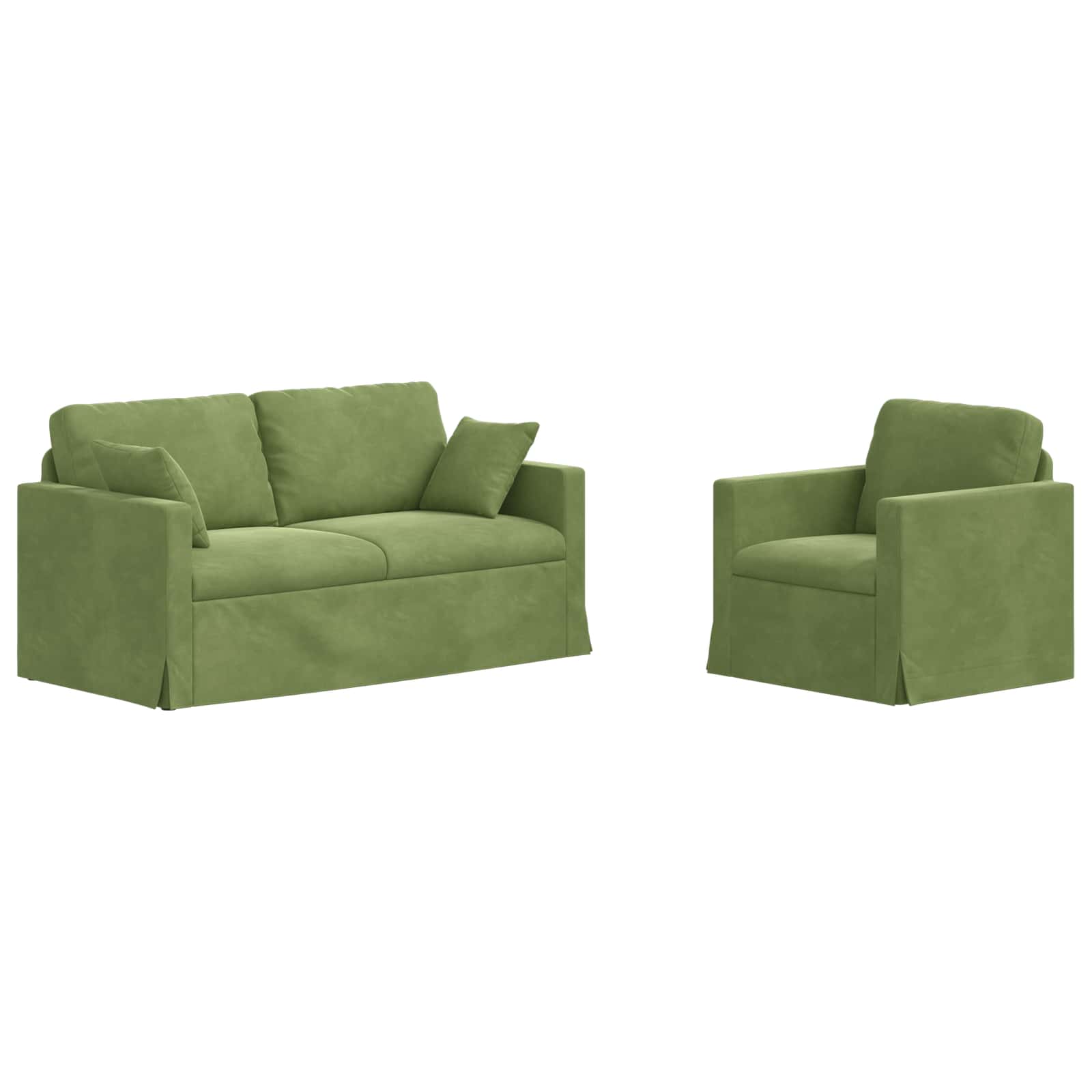 Thumbnail - vidaXL Sofa 2 pcs Hellgrün 158 x 78 x 80 cm Samt