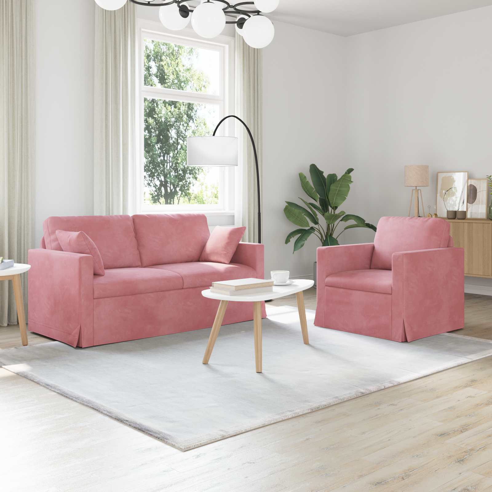 vidaXL Sofa 2 pcs Rosa Gesamtabmessungen: 158 x 78 x 80 cm (B x T x H)