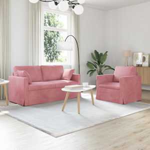 Set pohovek 2 pcs Růžová 158 x 78 x 80 cm samet - obrázek 1