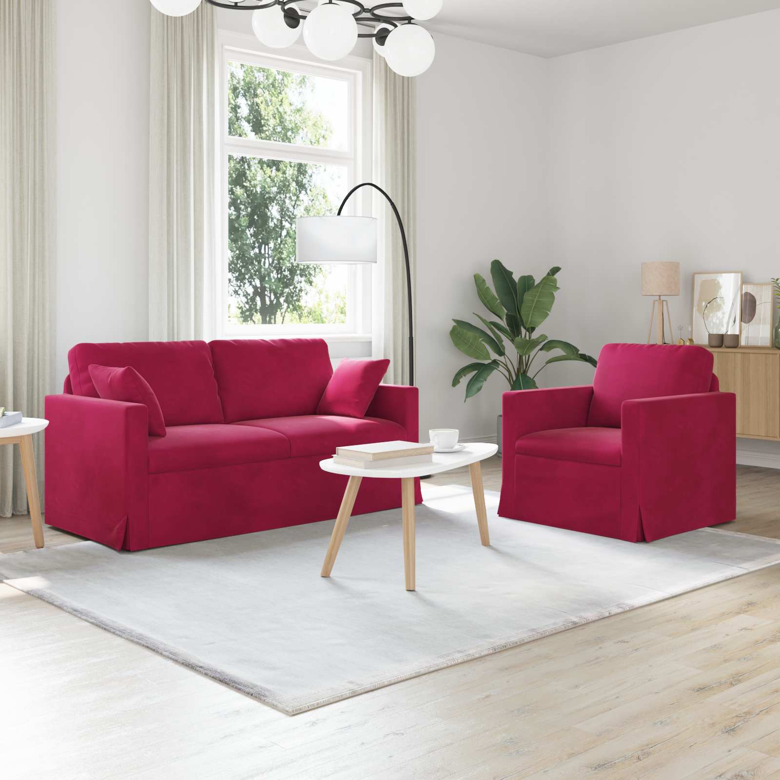 vidaXL Sofa 2 pcs Weinrot