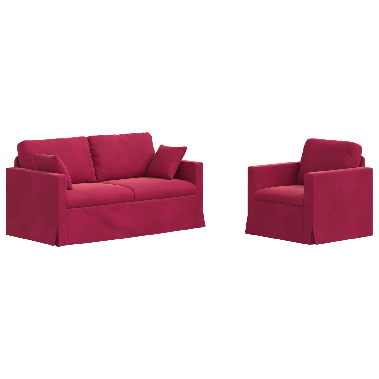 Thumbnail - vidaXL Sofa 2 pcs Weinrot 158 x 78 x 80 cm Samt