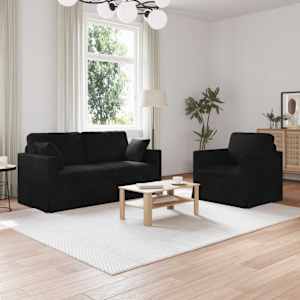 Kavčna garnitura 2 pcs Črna 158 x 78 x 80 cm Žamet