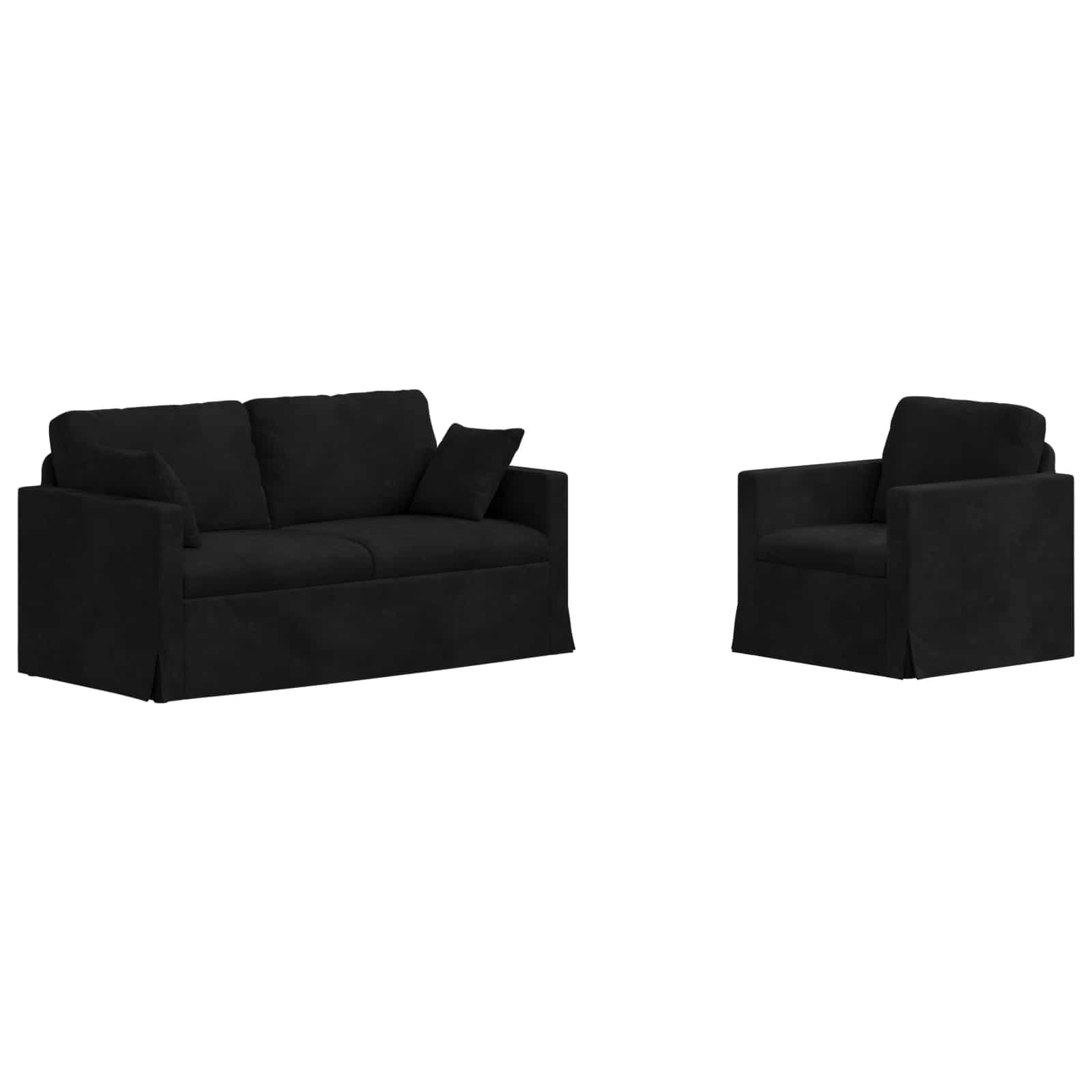 Thumbnail - vidaXL Sofa 2 pcs Schwarz 158 x 78 x 80 cm Samt